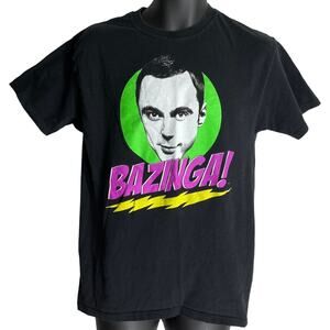 Big Bang Theory Tee Shirt Size M Faded Black Baginza Short Sleeve Cotton FLAW